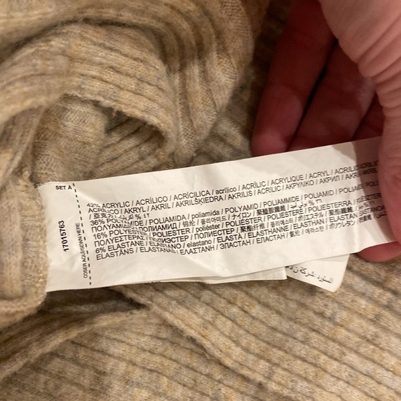 Mango slight cropped boxy neutral ribbed  sweater turtleneck - Picture 4 of 6